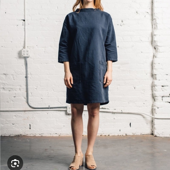 YMC Tove Smock Dress Size You Must Create London Navy Blue Artsy
